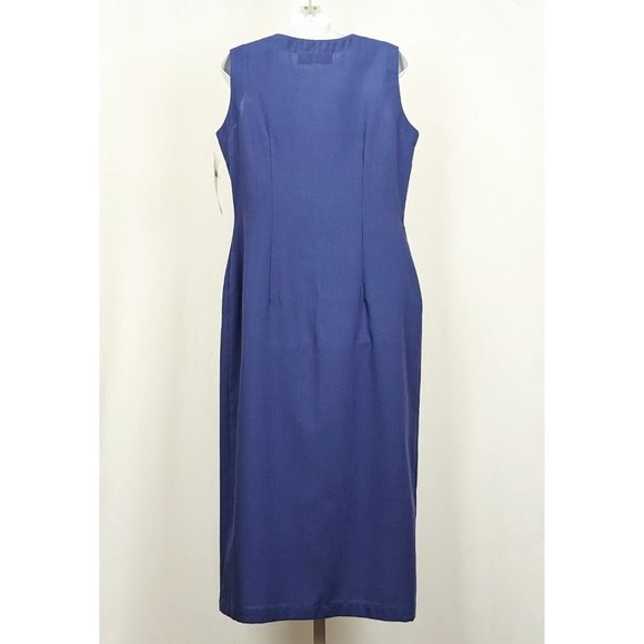 Vintage 90s Jumper Dress Blue Midi Length Button Front Misses Size 10 New - Picture 3 of 8